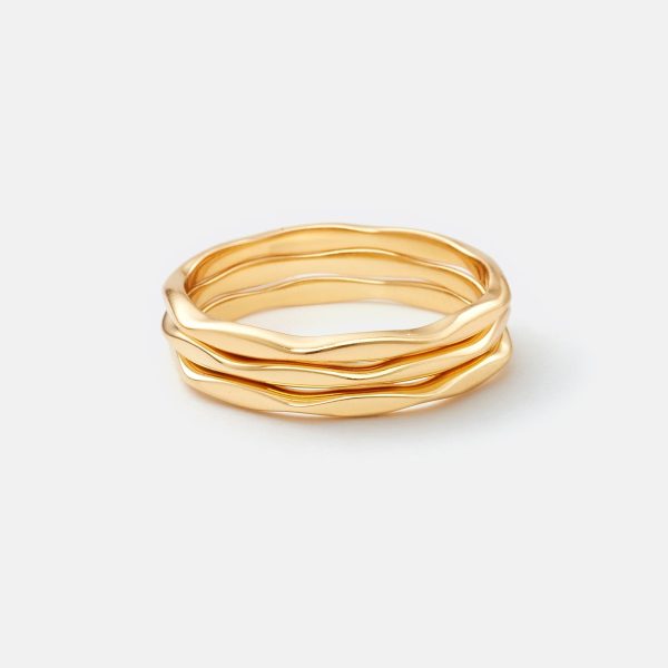 Gold Hammered Stacking Rings - Set of 3 Supply - Image 2