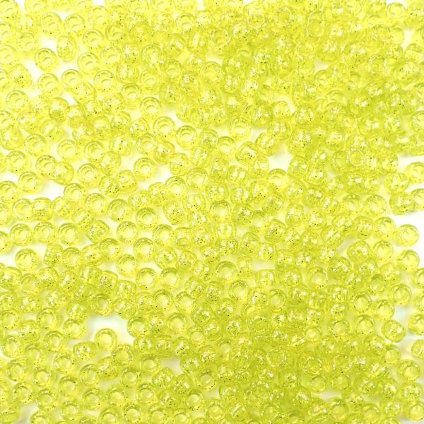 Yellow Glitter Plastic Pony Beads 6 x 9mm, 500 beads Discount - Image 2