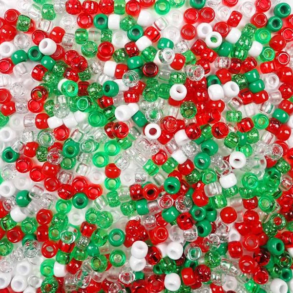 Christmas Multi Color Mix Plastic Pony Beads 6 x 9mm, 500 beads For Cheap - Image 2