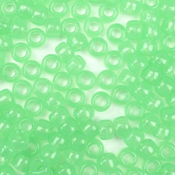 Green Glow in Dark Plastic Pony Beads 6 x 9mm, 500 beads For Cheap